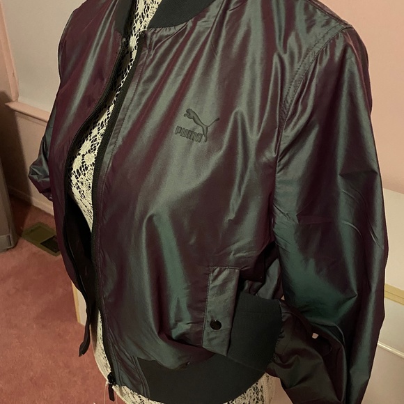 NWT Puma dark iridescent bomber jacket Plum Perfect Iridescent Bomber jacket M - Picture 1 of 12